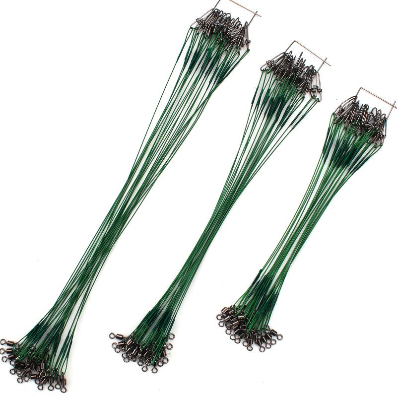 Scotank Fishing Leaders, Fishing Tackle, Fish Line, Stainless Steel Wire, Fish Gear Kit, with Swivels Snap Connect, for Lures Bait Rig Or Hooks Green (3 Size Test 40 Lb) - Image 1